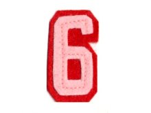 Applikation "6" oder "9" rot zum Aufbügeln