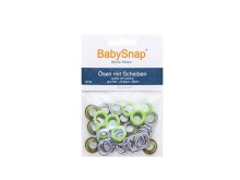 Baby Snap Ösen mit Scheiben - 20 Stück/8 mm - lime