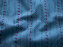 Webware Baumwolle Renforcé mercerisiert für Trachten - blumiges Streifenmuster - blau