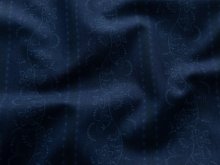 Webware Baumwolle Renforcé mercerisiert für Trachten - blumige Streifenornamente - jeansblau