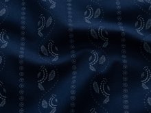 Webware Baumwolle Renforcé mercerisiert für Trachten - Blätter Streifenornamente - dunkelblau