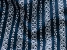 Webware Baumwolle Renforcé mercerisiert für Trachten - florale Streifen - jeansblau