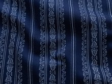 Webware Baumwolle Renforcé mercerisiert für Trachten - blumige Streifenornamente - dunkelblau