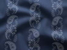 Webware Baumwolle Renforcé mercerisiert für Trachten - Streifenornamente - grau blau