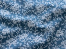 Webware Baumwolle Renforcé mercerisiert für Trachten - Blumenwiese - blau