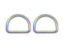 Halbrundringe / D-Ringe Metall - 2 Stück ca. 30 mm - regenbogen