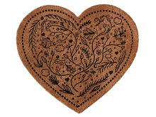 Jessy Sewing Kunstleder-Label mit aufgedruckter Nähnaht - "Flower Heart" - braun