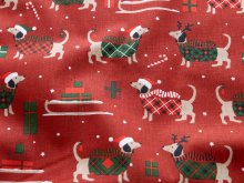 Webware Baumwolle Christmas - Weihnachtliche Hunde - weinrot