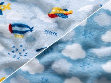 Wellnessfleece Doubleface - Flugopjekte und Wolken - himmelblau