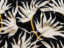 KDS Queen's Collection Jersey Viskose - Fächer-Blumen - schwarz