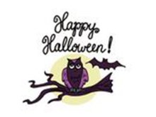 Transfer-Applikation Halloween zum Aufbügeln ca. 4,5 cm x 6,5 cm - Happy Halloween Eule