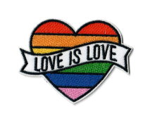 Stick-Applikation zum Aufbügeln ca. 7,0 cm x 5,5 cm - Regenbogen-Herz - Love is Love - bunt