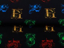 Jersey Hemmers Itex Digitaldruck Harry Potter - Die 4 Häuser - schwarz