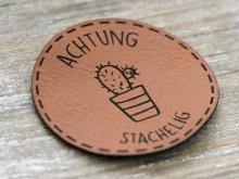 Label Kunstleder soft KDS & Janeas World - Achtung stachelig - braun