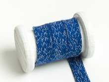Flache Baumwoll Kordel / Band Hoodie / Kapuze 20 mm breit meliert blau