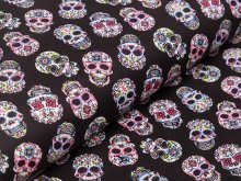 Französische Webware Baumwolle - gemusterte Skulls - schwarz