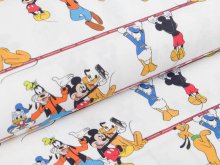 Webware Baumwolle Popeline Digitaldruck  - Disney Goofy, Mickey Mouse, Pluto und Donald - weiß