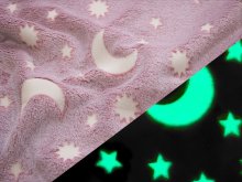 Wellnessfleece "Glow in the Dark" - Sonne Mond und Sterne - rosa