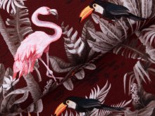 Jersey Digitaldruck - Tropische Vögel - rotbraun