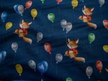 Jackenstoff Softshell - Füchse an Ballons - blau