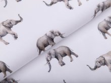 Webware Popeline Baumwolle Aquarell Digitalprint Stenzo - Elefanten - weiß