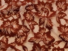 Hochwertige elastische Spitze - Blumenmuster - rostfarben
