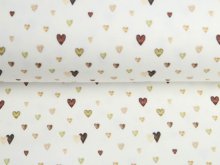Jersey Digitaldruck - Aqaurelle Herzen - wollweiß-olive