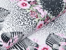 Jersey Digitalprint Stenzo PANEL ca. 100 cmx 150 cm - DIY my Circle Skirt mit Blumen und Zebras - weiß