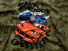 Jersey Digitaldruck by Poppy Dreamworks Fast & Furious PANEL ca. 75 cm x 50 cm - Rennautos - olivgrün