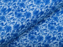 Webware Popeline Baumwolle - Blumenranken - helles blau