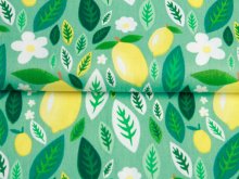 Webware Öko - Baumwolle Patchwork Quilt Serie " Zitrus " Melan & Cia Kollektion - Zitronen und Blätter - grün