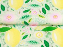 Webware Öko - Baumwolle Patchwork Quilt Serie " Zitrus " Melan & Cia Kollektion - Zitronen und Blumen - creme