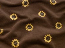 Jersey Baumwolle - Sonnenblumen - dunkelbraun