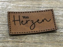Label Kunstleder KDS - Von Herzen  - braun