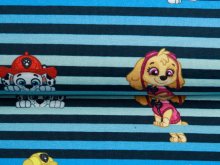 Jersey Digitaldruck Paw Patrol - Rubble & Friends auf Streifen - dunkles blau