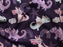 Jersey Baumwolle Swafing Fantastische Zauberwelten - Drachen - violett