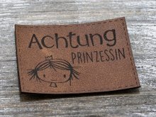Label Kunstleder KDS - Achtung Prinzessin - braun
