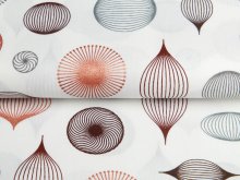 Webware Baumwolle Popeline mit Foliendruck - abstrakte Weihnachtskugeln - wollweiß
