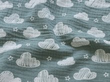 Musselin Baumwolle Double Gauze Swafing Jeron - Wolken und Sterne - altmint