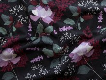Jersey Baumwolle Swafing Theo - Blätter und Blumen - schwarz