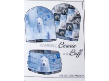  French Terry Digitaldruck Stenzo PANEL ca. 50 cm x 150 cm - DIY your Beanie and Buff - Wolf - blau 