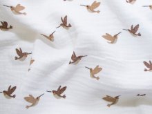  Musselin Baumwolle - Vögel - weiß