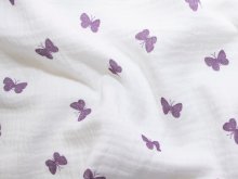  Musselin Baumwolle - Schmetterlinge - weiß