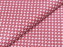 Webware Baumwolle Patchwork - florales Muster - rot / weiß  