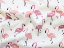 Alpenfleece - verliebte Flamingos - weiß - rosa 
