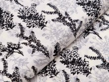 Webware Baumwolle Patchwork - Blumenstrauß - weiß / schwarz 