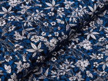 Webware Baumwolle Patchwork - Blumenbeet - dunkelblau