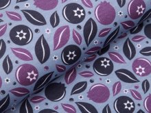 Jersey Swafing Blueberry Crush by Lycklig Design - Blaubeeren und Blätter - graublau