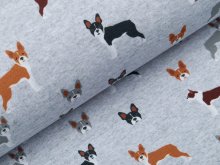 Sweat French Terry Digitaldruck - Hunde - meliert helles grau