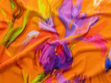 Webware Viskose Stretch Digitaldruck - Abstrakte Blumen - orange